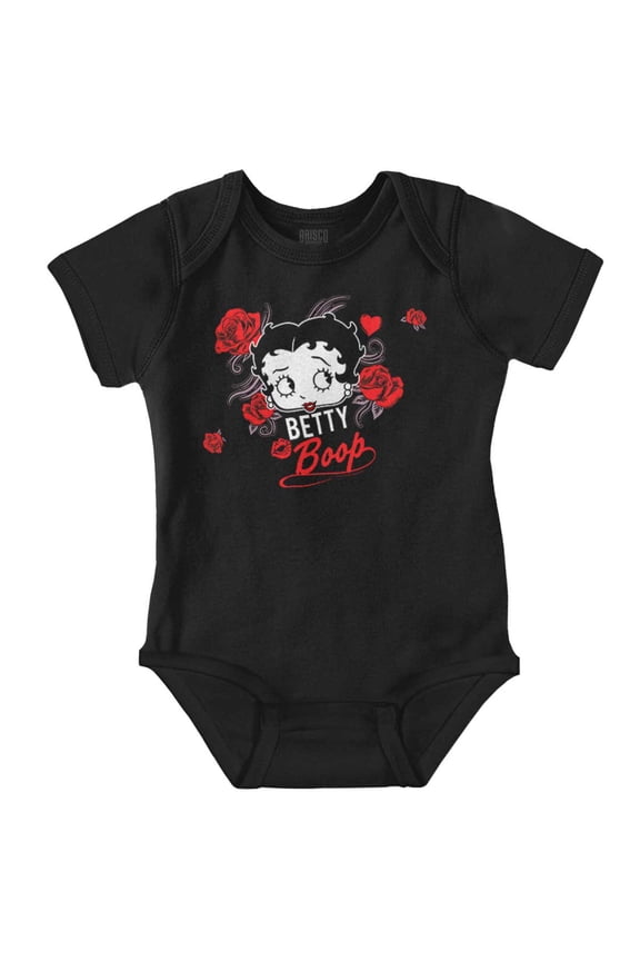 Retro Betty Boop Cartoon Head Roses Bodysuit Jumper Girls Infant Baby Brisco Brands 6M