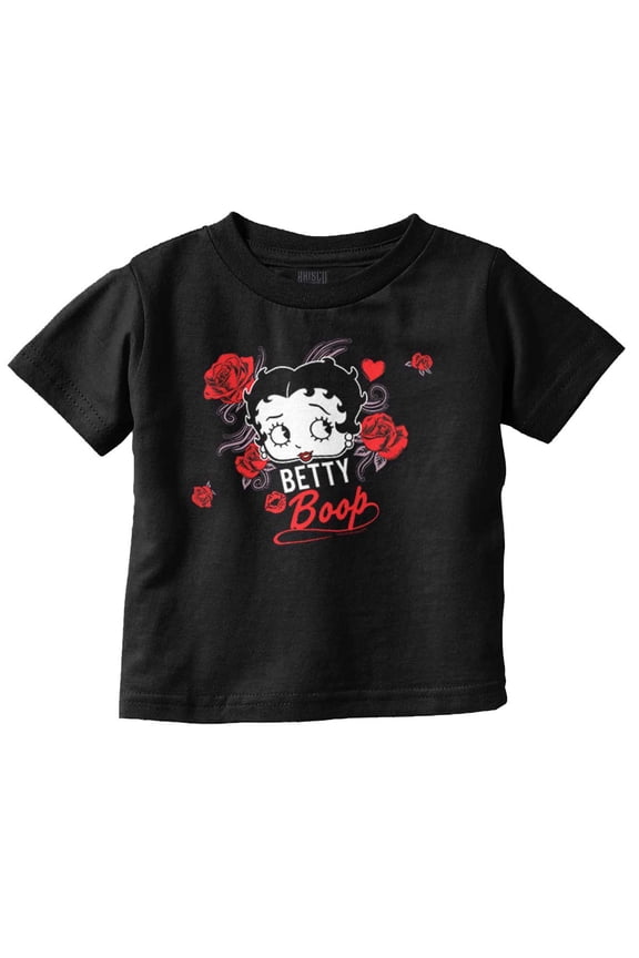 Retro Betty Boop Cartoon Head Roses Youth T Shirt Tee Girls Infant Toddler Brisco Brands 5T
