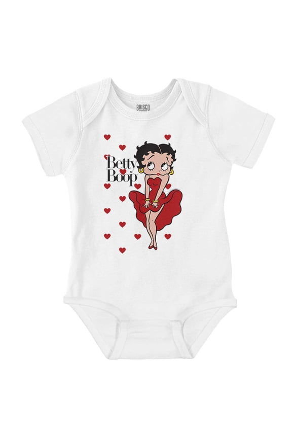 Retro Betty Boop Cartoon Hearts Bodysuit Jumper Girls Infant Baby Brisco Brands NB