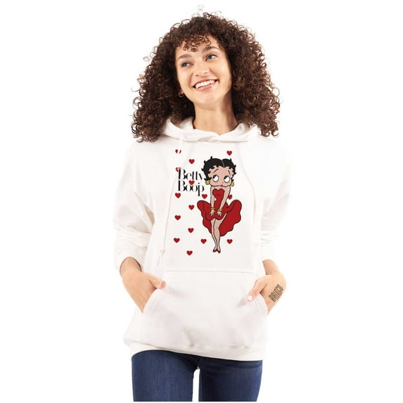 Retro Betty Boop Cartoon Hearts Hoodie Sweatshirt Women Brisco Brands S