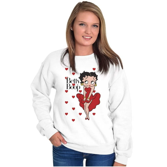 Retro Betty Boop Cartoon Hearts Women Crewneck Sweatshirt Brisco Brands S