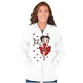 thumbnail image 1 of Retro Betty Boop Cartoon Hearts Zip Hoodie Sweatshirt Women Brisco Brands S, 1 of 5