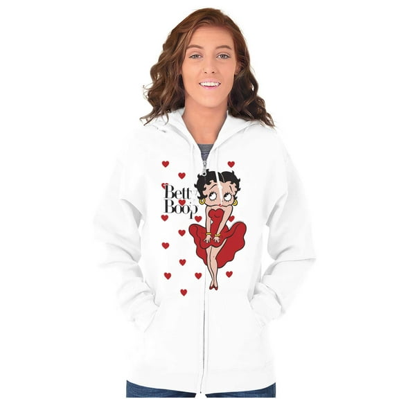 Retro Betty Boop Cartoon Hearts Zip Hoodie Sweatshirt Women Brisco Brands X
