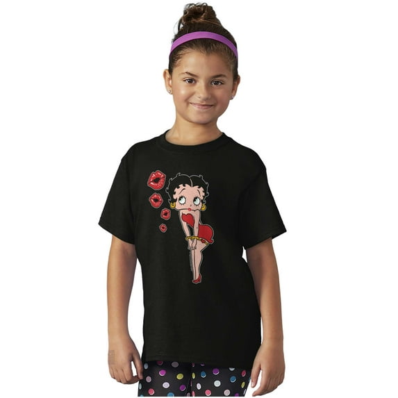Retro Betty Boop Cartoon Kissy Lips Girls Kids T Shirt Tees Teen Brisco Brands L
