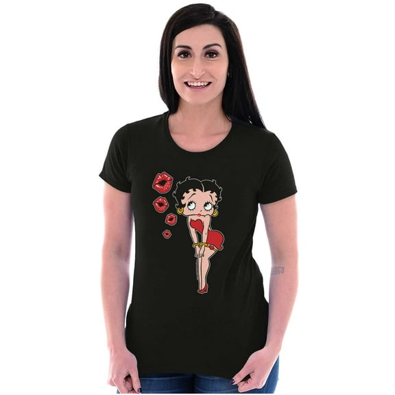 Retro Betty Boop Cartoon Kissy Lips Women's T Shirt Ladies Tee Brisco Brands L