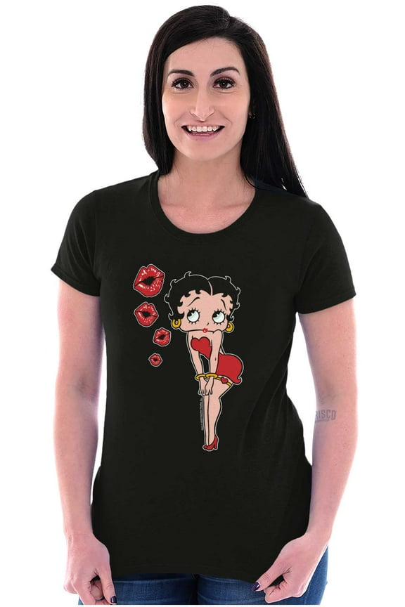 Retro Betty Boop Cartoon Kissy Lips Women's T Shirt Ladies Tee Brisco Brands S