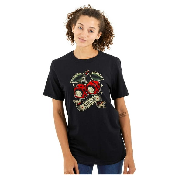 Retro Betty Boop Cherry Dice Tattoo Women's Graphic T Shirt Tees Brisco Brands S
