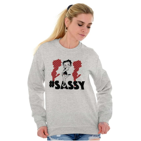 Retro Betty Boop Hashtag Sassy Women Crewneck Sweatshirt Brisco Brands S
