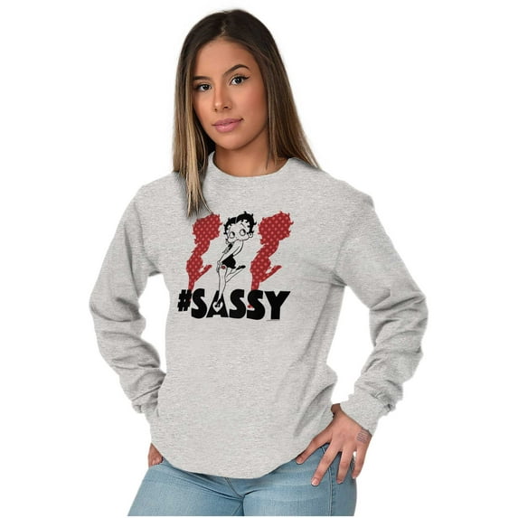 Retro Betty Boop Hashtag Sassy Women's Long Sleeve T Shirt Brisco Brands S
