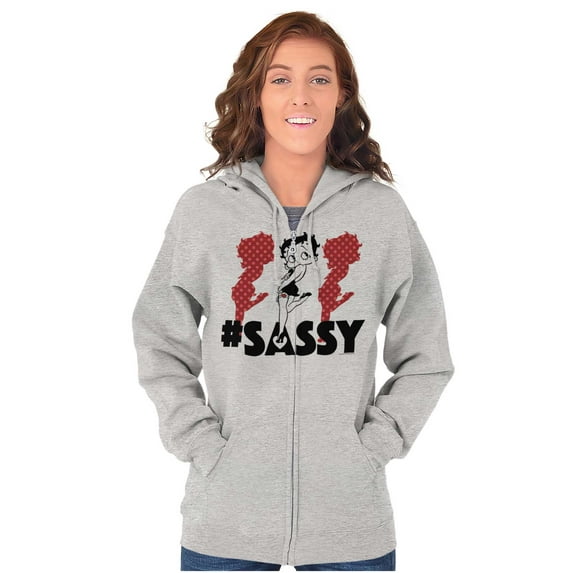 Retro Betty Boop Hashtag Sassy Zip Hoodie Sweatshirt Women Brisco Brands S