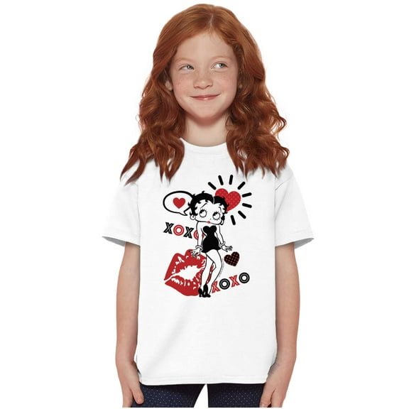 Retro Betty Boop Hugs Kisses XO Love Girls Kids T Shirt Tees Teen Brisco Brands L