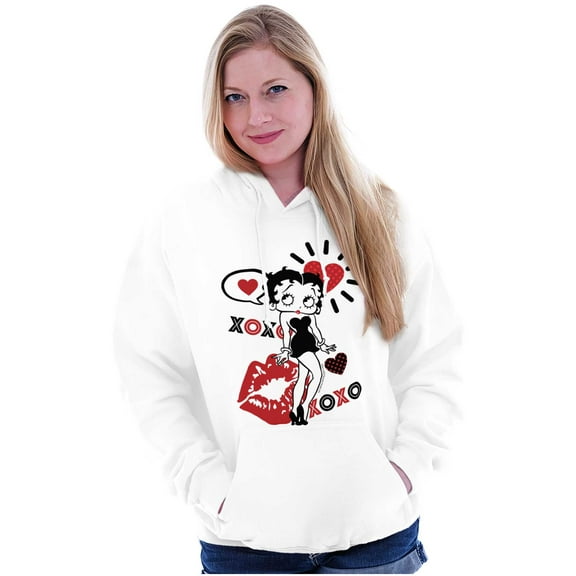 Retro Betty Boop Hugs Kisses XO Love Hoodie Sweatshirt Women Brisco Brands X
