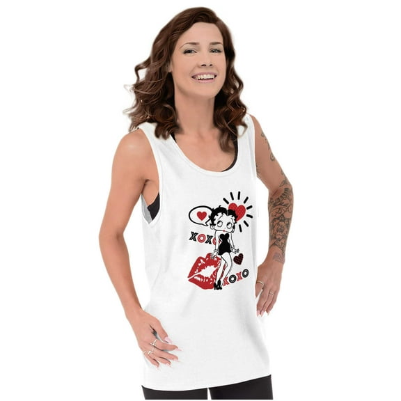 Retro Betty Boop Hugs Kisses XO Love Women Plus Size Tank Top Brisco Brands 2X