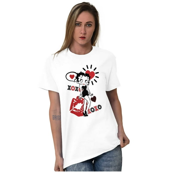 Retro Betty Boop Hugs Kisses XO Love Women's Graphic T Shirt Tees Brisco Brands L