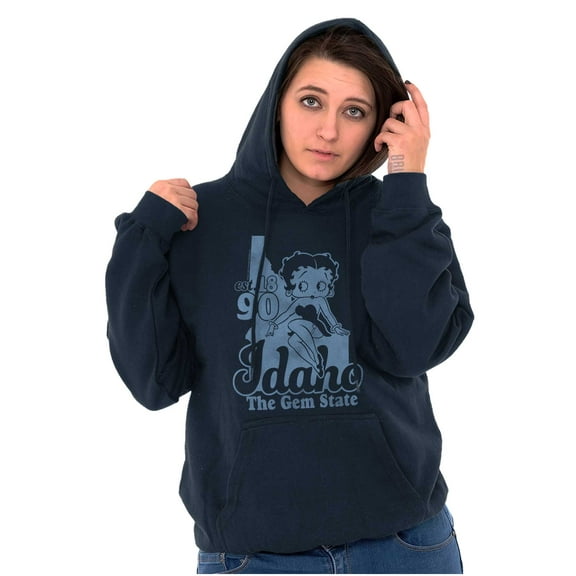Retro Betty Boop Idaho State Outline Hoodie Sweatshirt Women Brisco Brands L