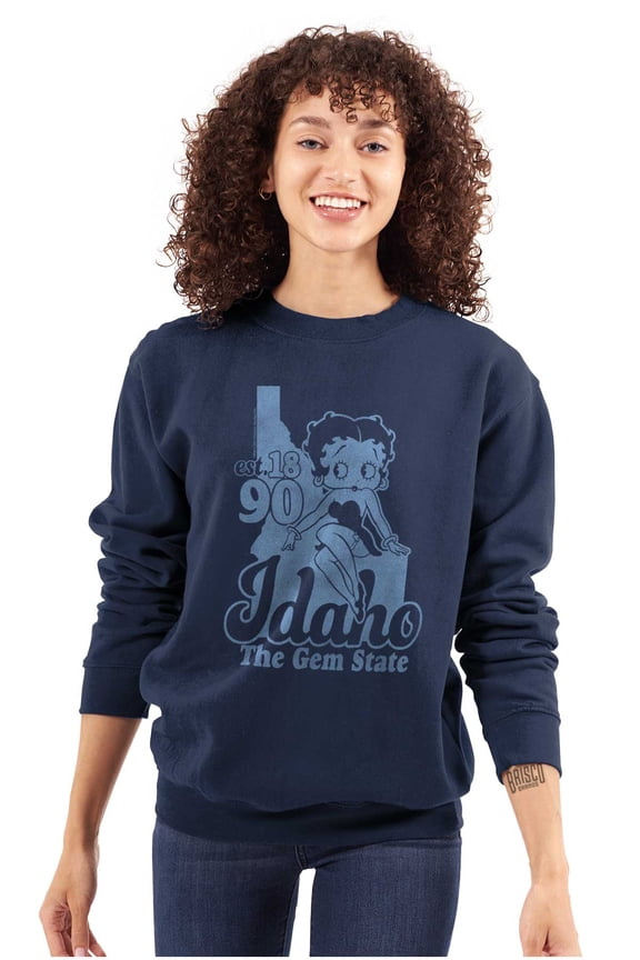 Retro Betty Boop Idaho State Outline Women Plus Size Sweatshirt Brisco Brands 2X