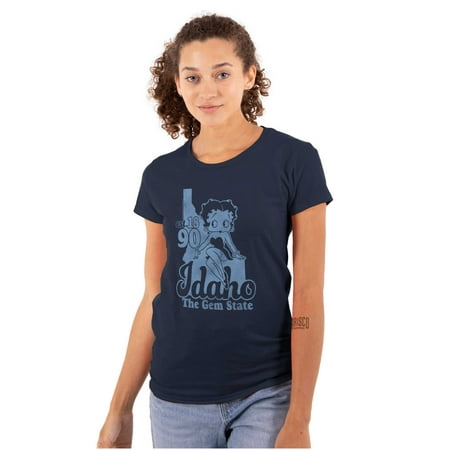 Retro Betty Boop Idaho State Outline Women's T Shirt Ladies Tee Brisco Brands S