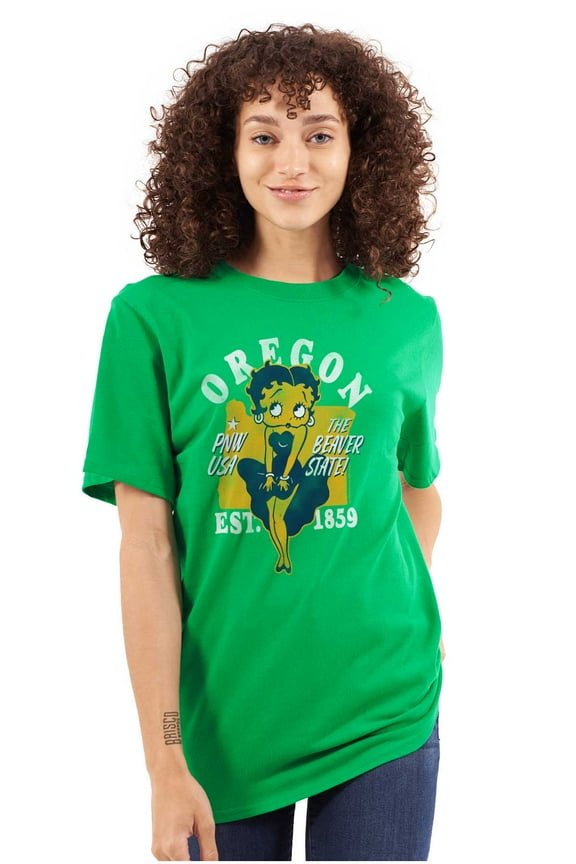 Retro Betty Boop Oregon State Outline Women's Graphic T Shirt Tees Brisco Brands S
