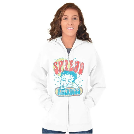 Retro Betty Boop Spread Kindness Zip Hoodie Sweatshirt Women Brisco Brands M