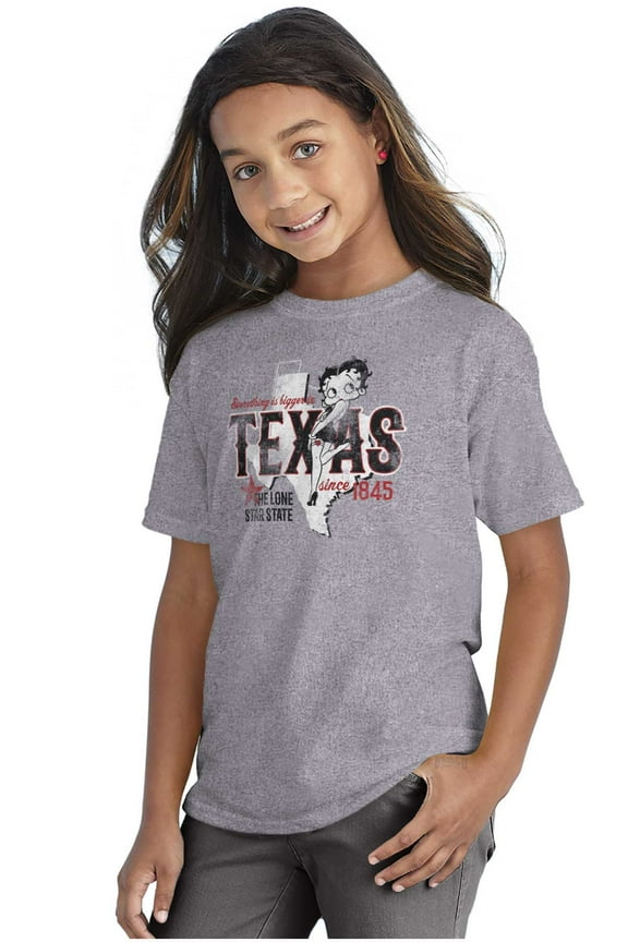 Retro Betty Boop Texas State Outline Girls Kids T Shirt Tees Teen Brisco Brands M