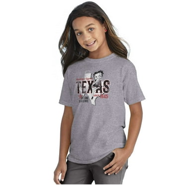 Retro Betty Boop Texas State Outline Girls Kids T Shirt Tees Teen Brisco Brands XS