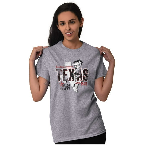 Retro Betty Boop Texas State Outline Women's Graphic T Shirt Tees Brisco Brands X