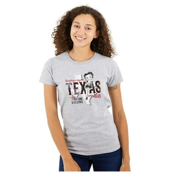 Retro Betty Boop Texas State Outline Women's T Shirt Ladies Tee Brisco Brands S