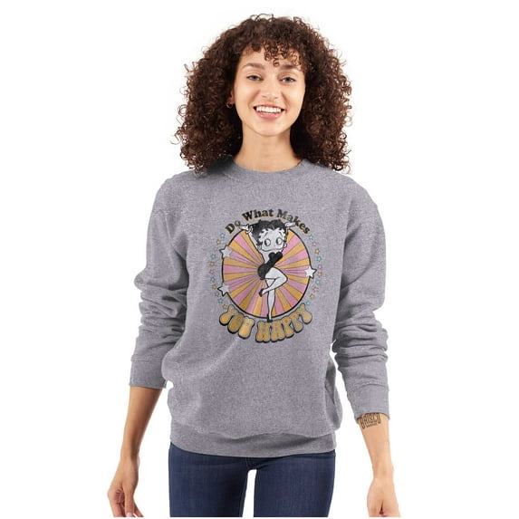 Retro Betty Boop What Makes You Happy Women Crewneck Sweatshirt Brisco Brands X