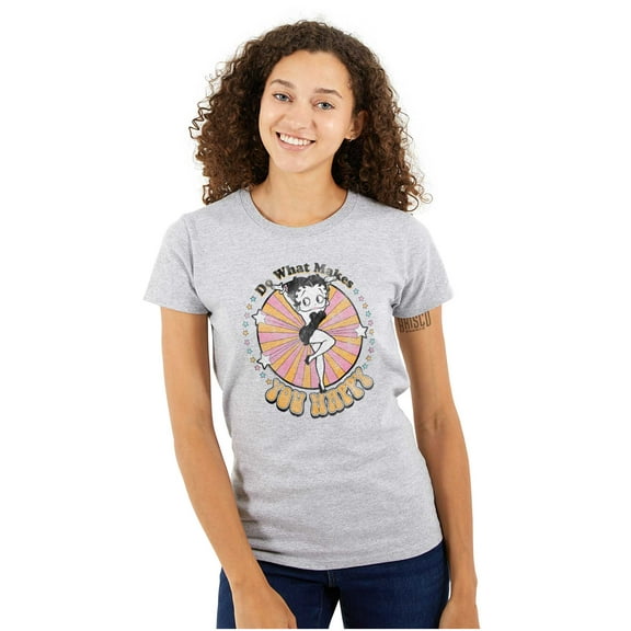 Retro Betty Boop What Makes You Happy Women's T Shirt Ladies Tee Brisco Brands S