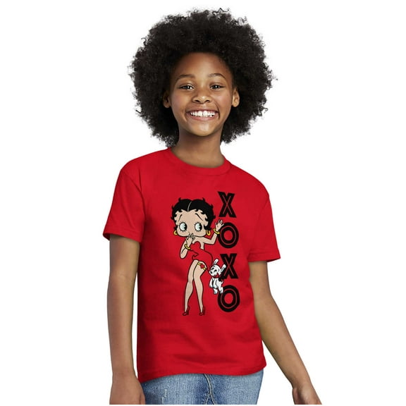 Retro Betty Boop XOXO Puppy Love Girls Kids T Shirt Tees Teen Brisco Brands L