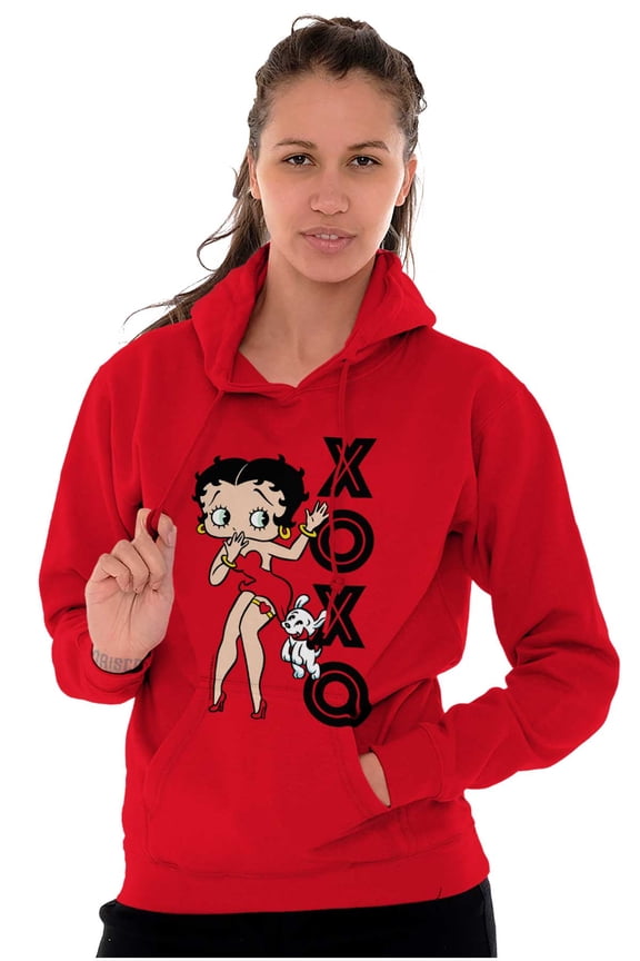 Retro Betty Boop XOXO Puppy Love Women Plus Size Hoodie Brisco Brands 2X