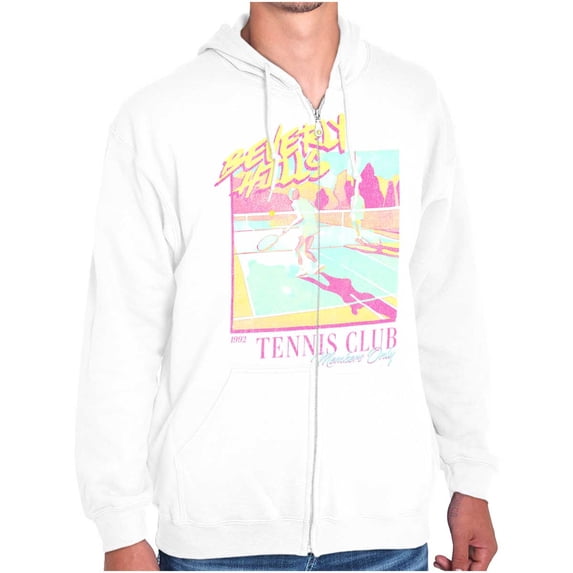 Retro Beverly Hills Tennis Club Zip Up Hoodie Men's Women's Brisco Brands L