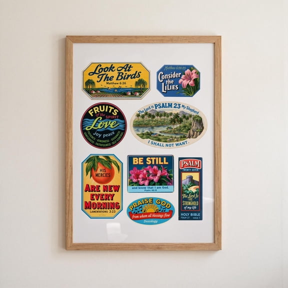 Retro Bible Verse Collage Wall Art Home Decor