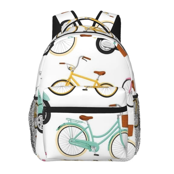 Retro Bicycle And Scooter Pattern Laptop Backpack Travel Rucksack for Teens Adults, Fits 15-inch Notebook