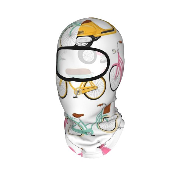 Retro Bicycle And Scooter Pattern Unisex Balaclava Ski Mask Full Face Cover for Cold Weather & UV Protection, Breathable Cooling Helmet Liner