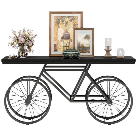 [Retro Bicycle Console Table] 70.9" Extra-Long Wooden Retro Bicycle Console Table | Long Strip Table for Living Room, Bedroom & Office Decoration