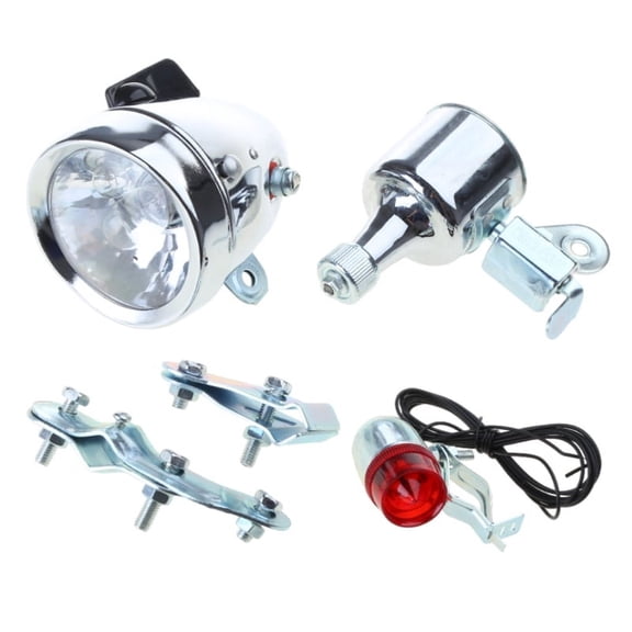 Retro Bicycle Motorized Bike Friction 12V 6W Generator Headlight Tail Light Kit