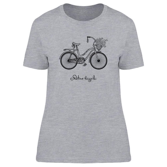 Retro Bicycle Sketch T-Shirt Women -Image by Shutterstock, Female Large