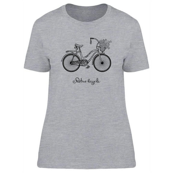 Retro Bicycle Sketch T-Shirt Women -Image by Shutterstock, Female Small