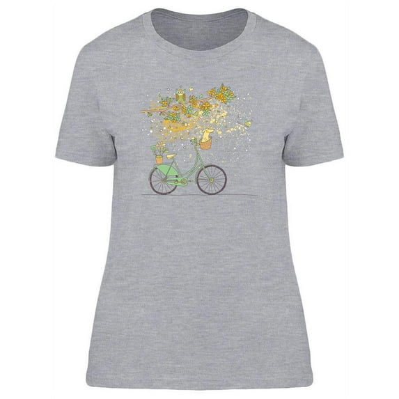 Retro Bicycle With Cute Dog T-Shirt Women -Image by Shutterstock, Female Large