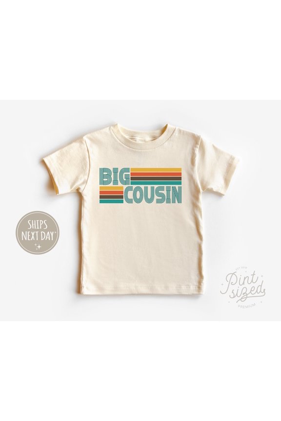 Retro Big Cousin Shirt - Boys Cousins Tee - Vintage Natural Kids Gift, New Born, Baby Shower Gift, New Parents Gift