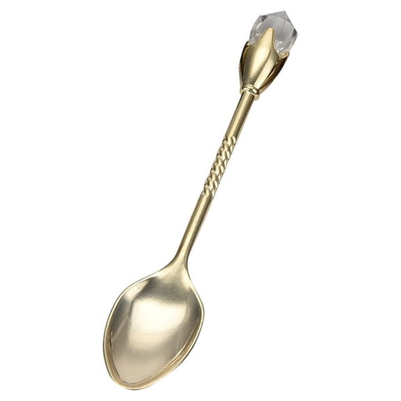 Retro Big Diamond Coffee Spoon Alloy Acrylic Tea Sugar Dessert Spoon Kitchen Tableware Gift