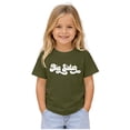 thumbnail image 1 of Retro Big Sister Sibling Reveal Announcement Shirt for Baby and Toddler Girls Sibling Outfits Military Green Shirt, 1 of 5