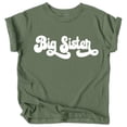 thumbnail image 1 of Retro Big Sister Sibling Reveal Announcement Shirt for Baby and Toddler Girls Sibling Outfits Military Green Shirt, 1 of 2