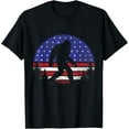 thumbnail image 1 of Retro Bigfoot American Flag 4th of July Sasquatch Patriotic T-Shirt, 1 of 4