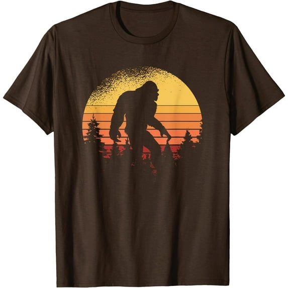 Retro Bigfoot Believer Silhouette Sasquatch Hide And Seek Unisex T-Shirt for Men Women Kids Toddler,Dark Chocolate Color,Size 3XL