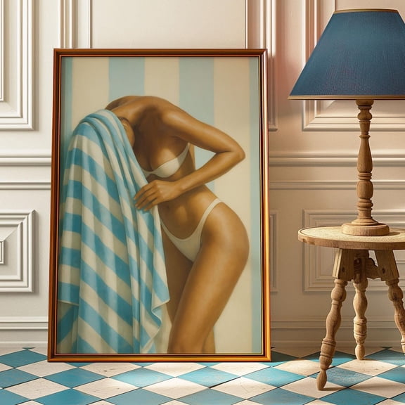 Retro Bikini Wall Art, Unframed Paper Poster 8x10in