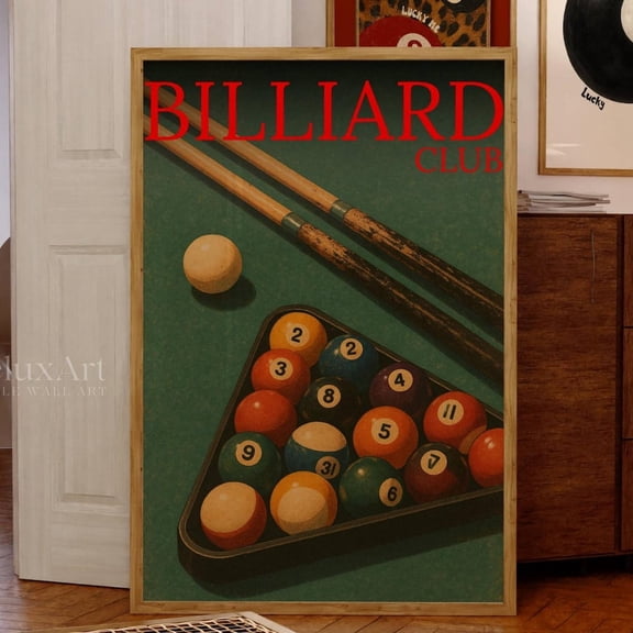 Retro Billiards Print Retro Pool Hall Wall Art Vintage Billiards Print Game Room Decor Green Pool Ball Print 8 Ball Room Print Home Decor Vintage Gift