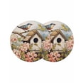 thumbnail image 1 of Retro Birdhouse Round 15 Inch Placemats Set of 2, Pink Spring Floral Birds Vintage HeatResistant Non Slip Place Mats for Dining Table, Wipeable Braided Kitchen Table Mats for Housewarming, 1 of 9