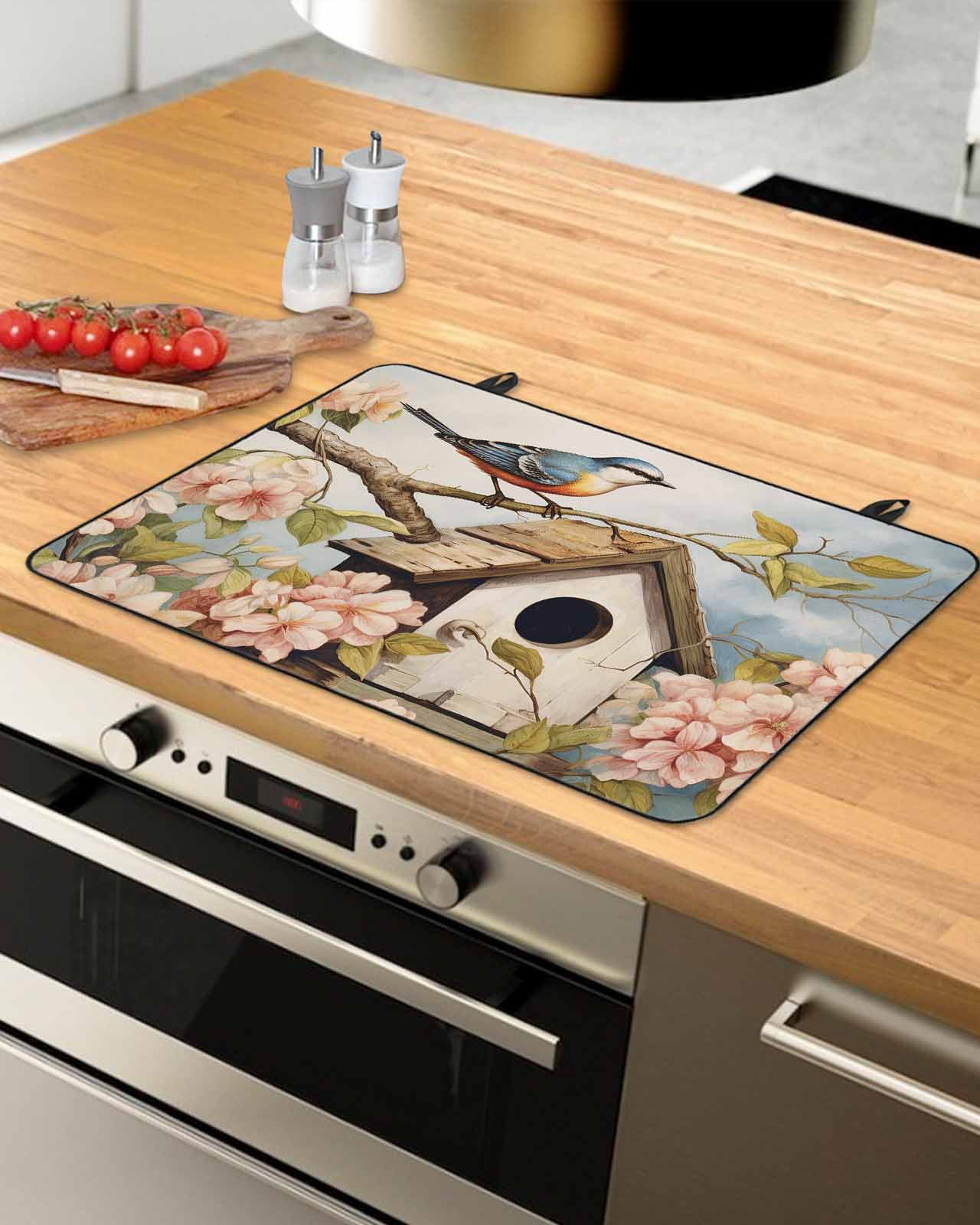 Retro Birdhouse Stove Top Covers for Electric Stove, Heat Insulation